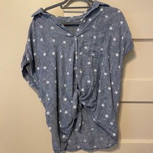 Old Navy palm tree top (feels like a linen fabric&has a cute knot on the bottom)